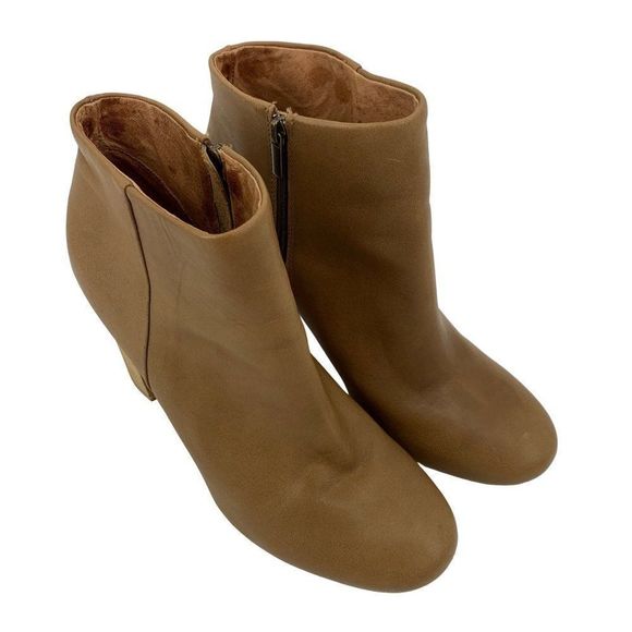 Womens Joie Size 2277 Booties Leather Zip Standed High Heel EUC 2277 Tan Sz 9 - Picture 5 of 12